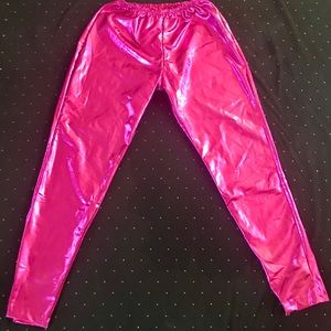 Pink metallic leggings